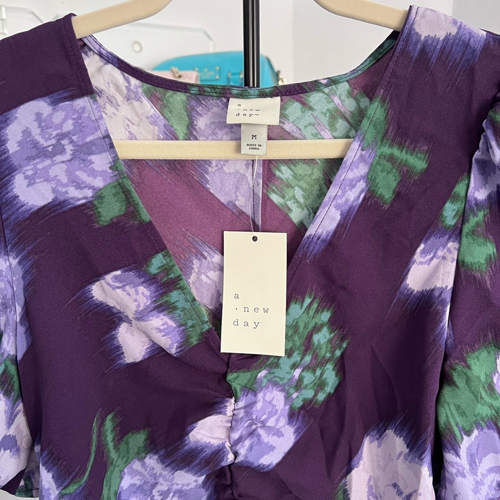 A New Day Purple and Green Patterned Dress